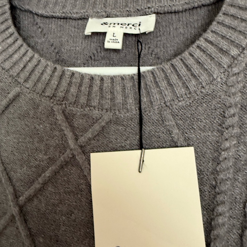 Gray Sweater with attached shirt - Picture 3 of 3